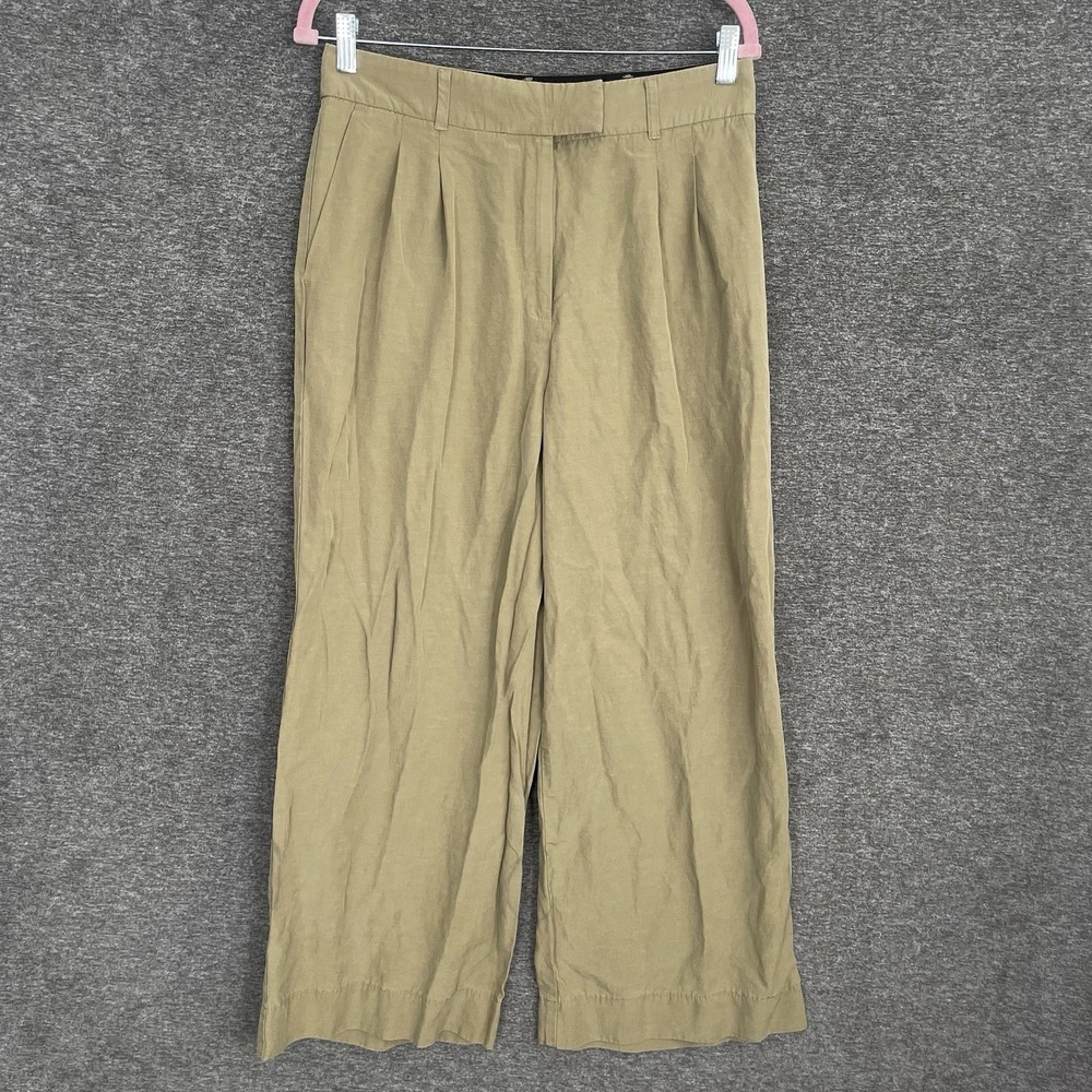 ALLSAINTS Derilyn Trouser Wide Leg Pants Womens Size 8 Beige Linen‎ Blend